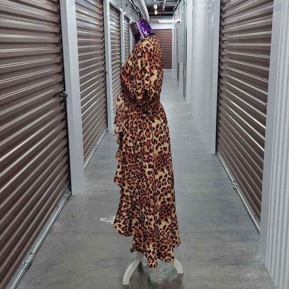 America & Beyond Large leopard print swim cover up long tie front - Picture 5 of 9